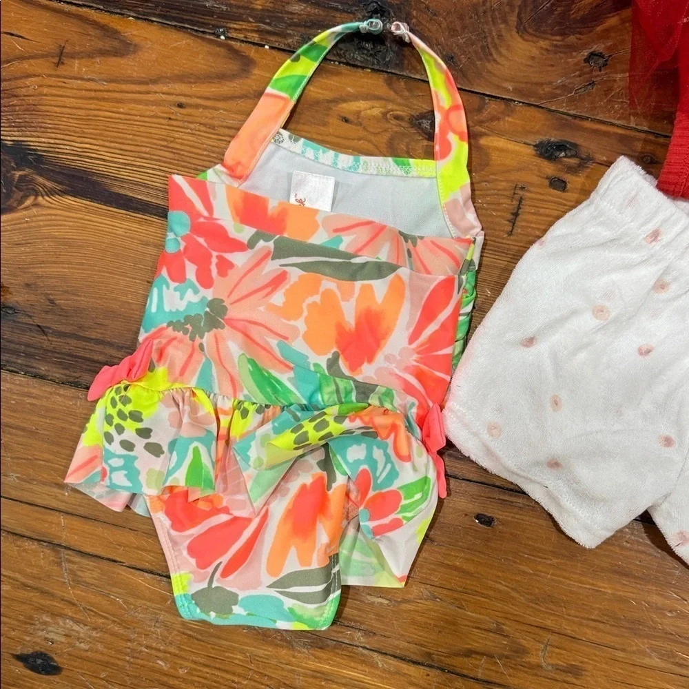 Baby Girl bundle of swimsuit onsies shorts dresses size 12 months